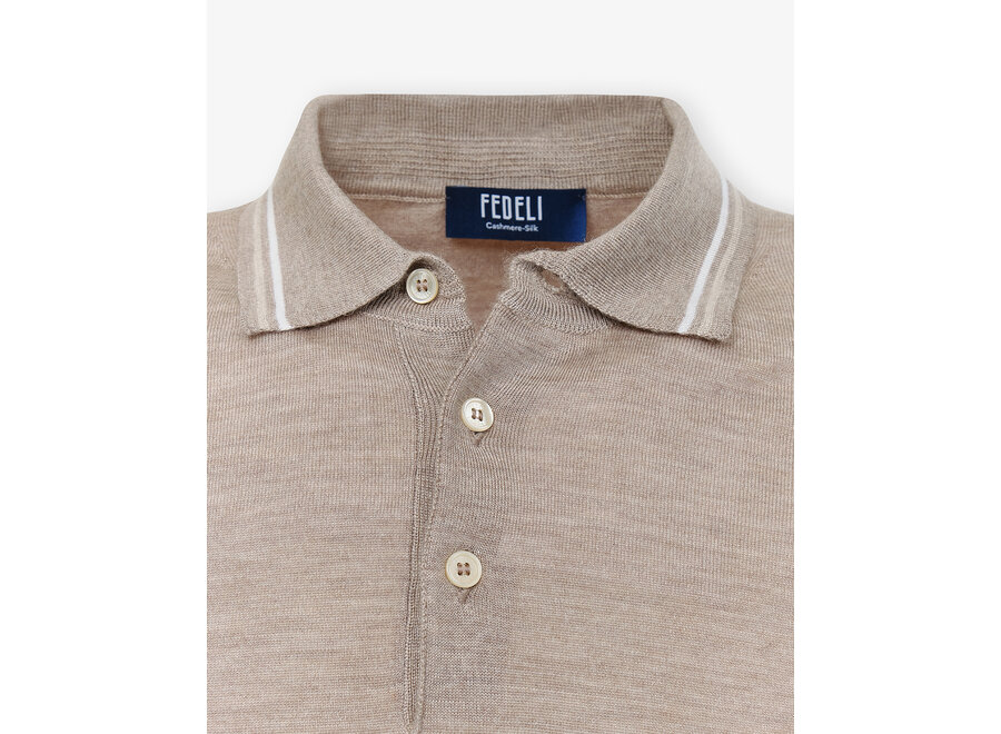 Fedeli - Polo short sleeve cashmere silk - Taupe