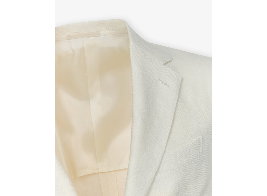 Caruso - Jacket herringbone linen wool - White