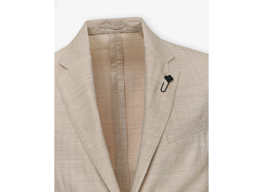 Lardini - Jacket herringbone cashmere wool silk - Taupe
