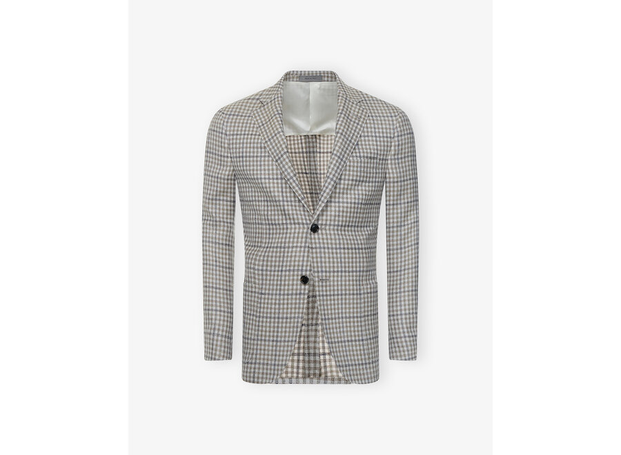 Corneliani - Jacket silk linen wool - Greige marbled