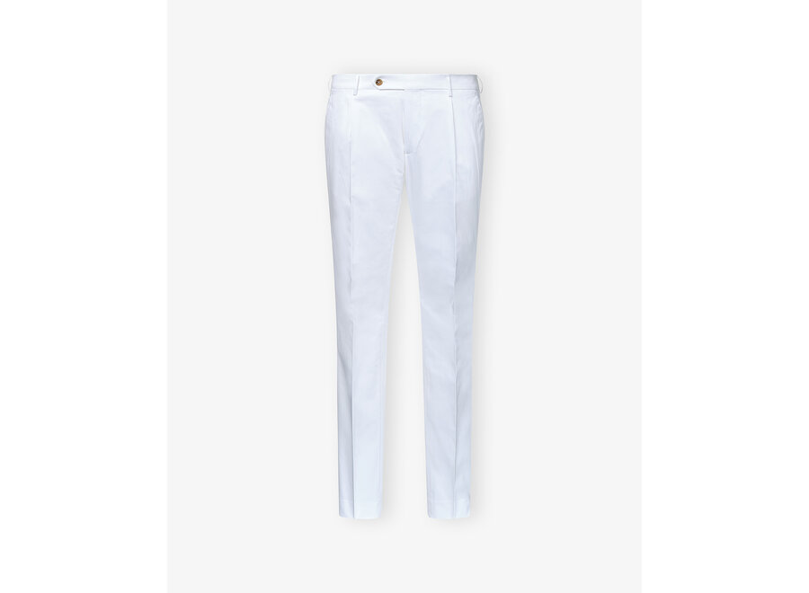 Berwich - Slim fit trouser cotton stretch one pleat - White
