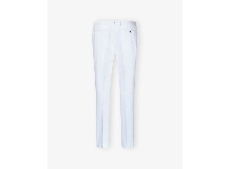 Berwich - Slim fit trouser cotton stretch one pleat - White