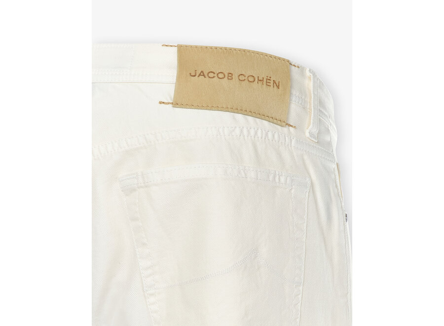 Jacob Cohën - Bard herringbone cotton linen - Offwhite