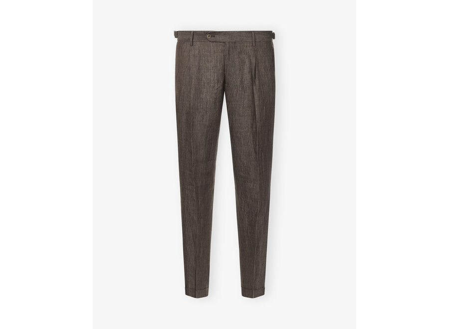 Berwich - Trouser linen retrolong - Brown