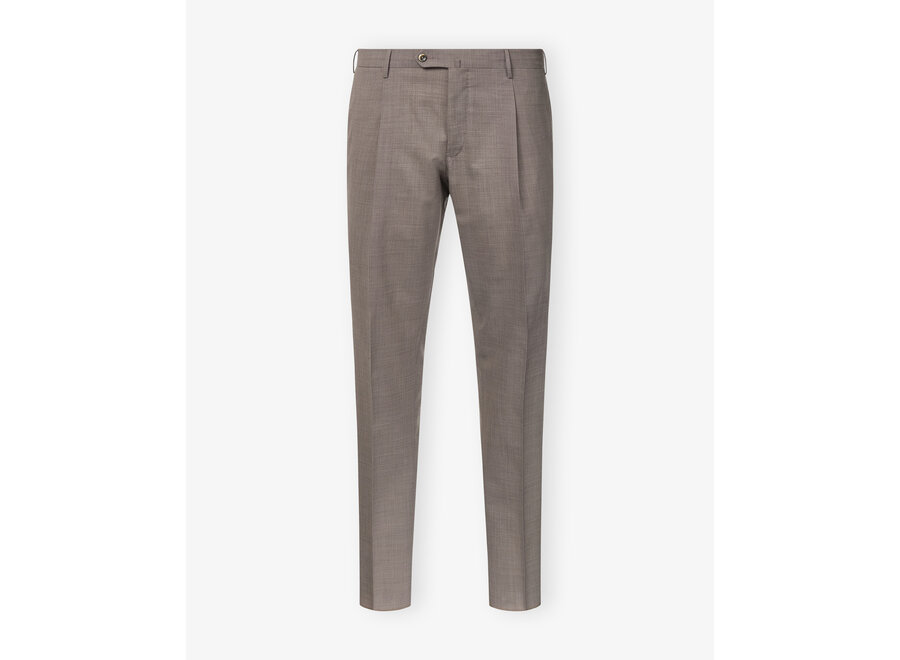 PT - Trouser one pleat wool with stretch - Greige