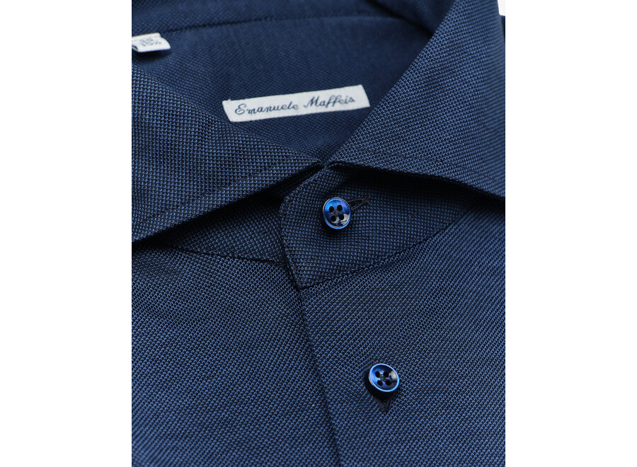Emanuele Maffeis - Shirt stretch pique extra armlength - Midnight blue