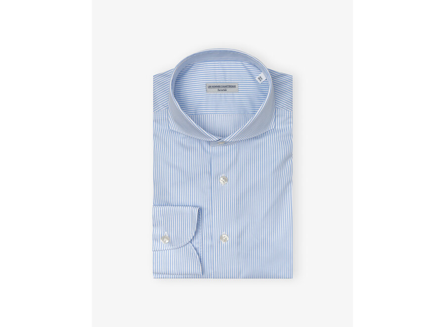 LHDA x Thomas Mason - Shirt modern fit +4cm - L. blue stripes