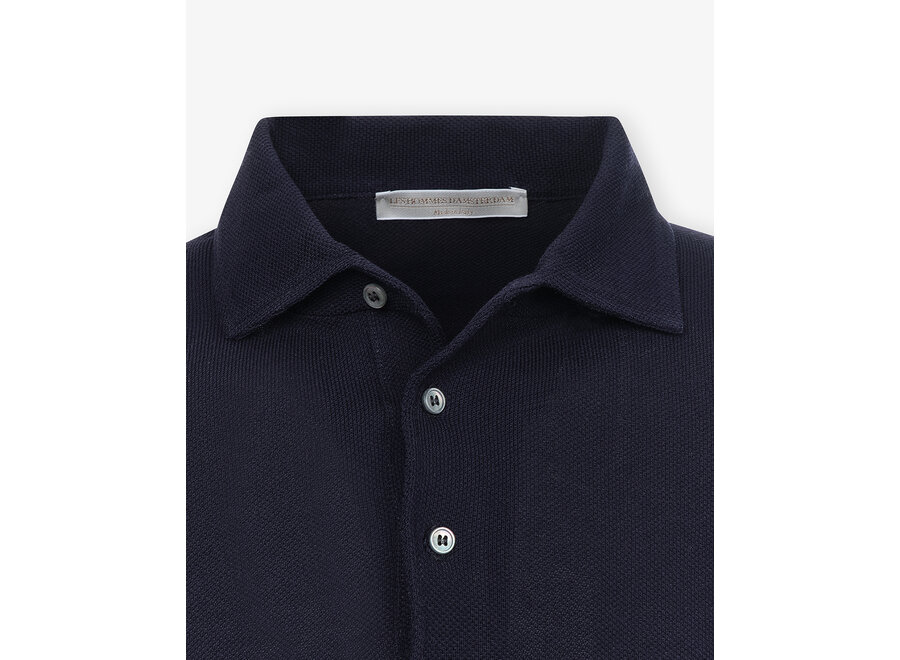 LHDA - Polo short sleeve cotton - Once piece collar - Navy