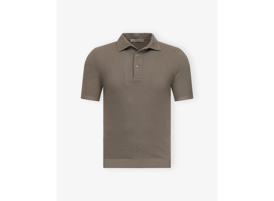 LHDA - Polo short sleeve cotton - Once piece collar - Brown