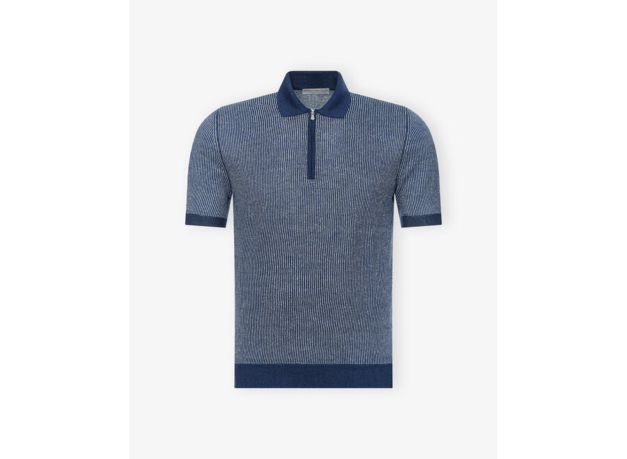 LHDA - Polo half zip - Linen cotton - Navy