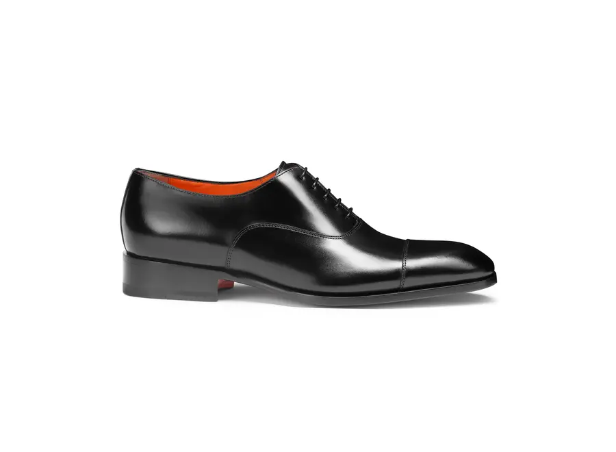 Santoni - Polished black leather Oxford shoes - Black
