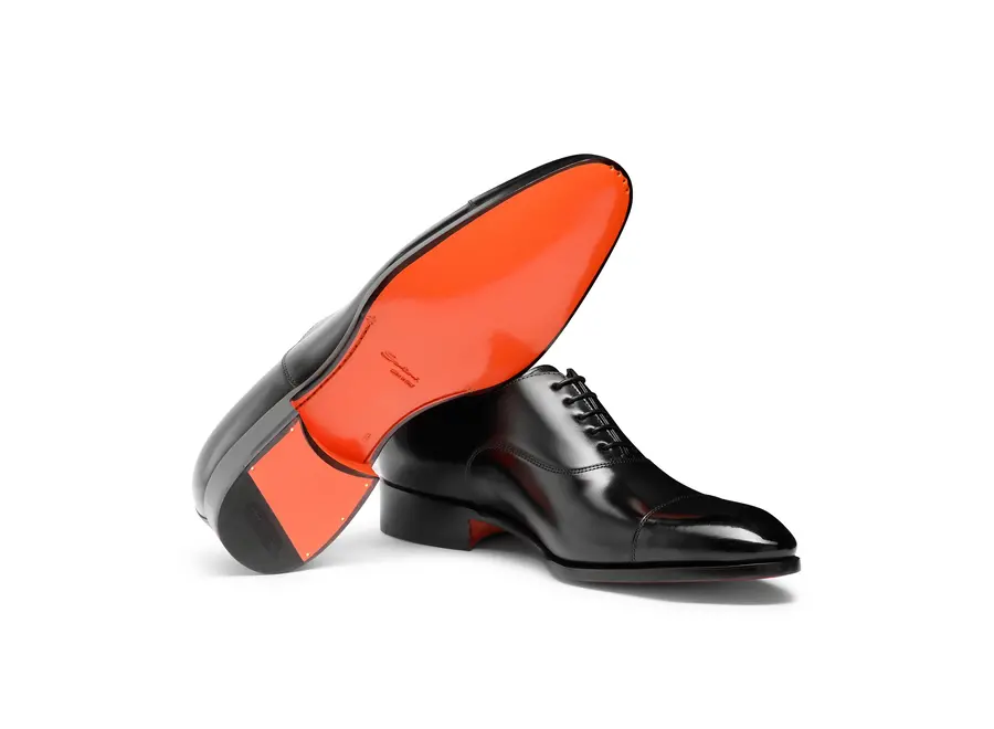 Santoni - Polished black leather Oxford shoes - Black