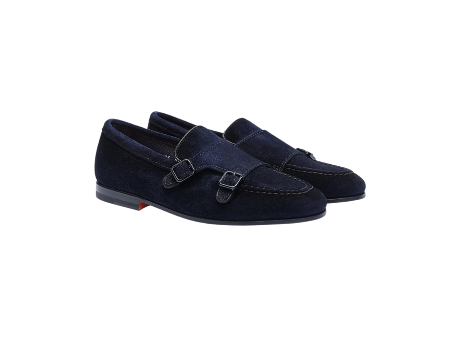 Santoni - Double buckle loafer - Navy
