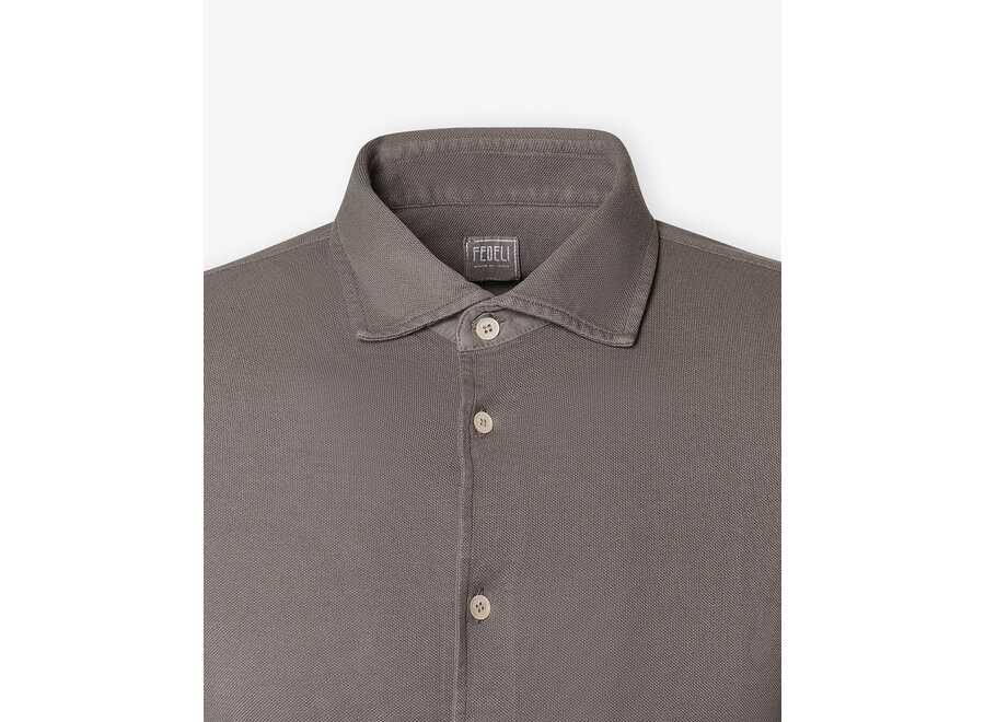 Fedeli - Pique polo long sleeve - Brown