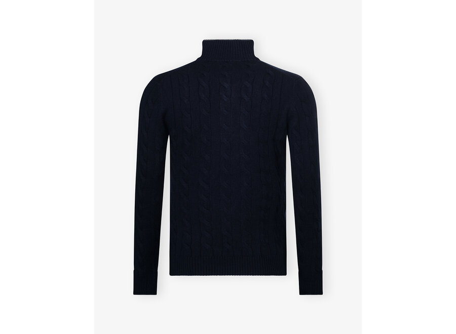 LHDA - Cashmere buttoned placket pullover - Navy