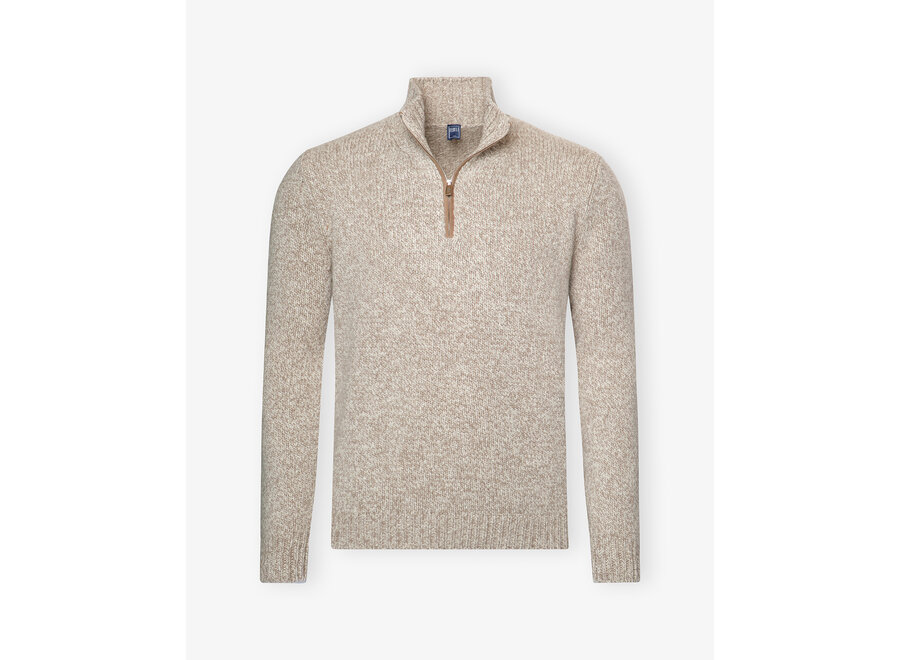 Fedeli - Half zip cashmere - Greige melange