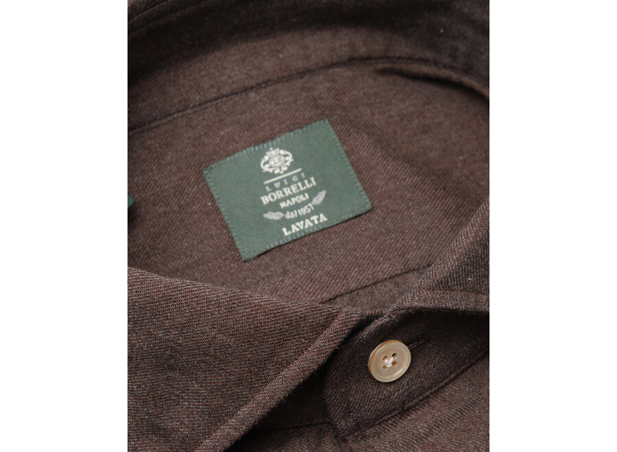 Borrelli Napoli - Shirt washed cotton - Brown