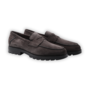 Santoni - Calf suede penny loafer with fur - Grey