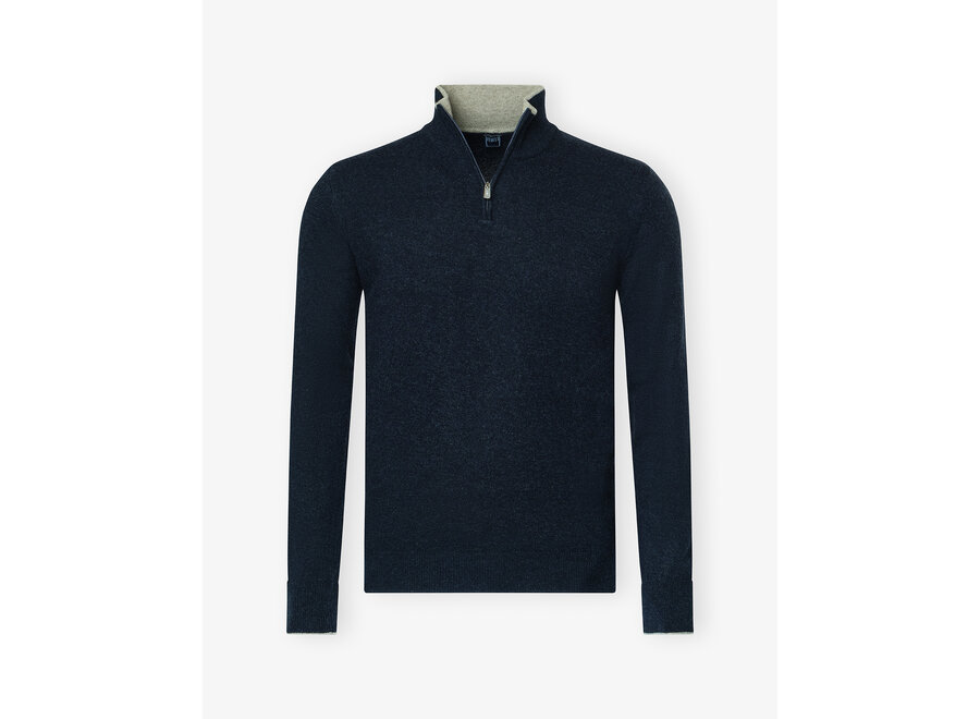 Fedeli - Half zip wool cashmere - Navy