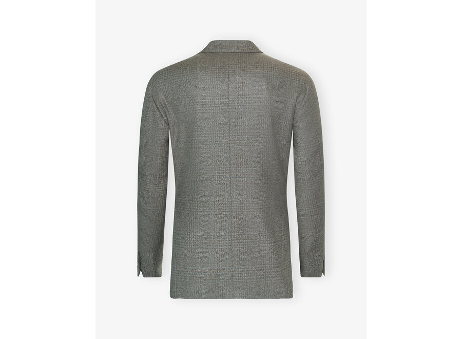 Corneliani - Check jacket wool silk - Greige melange