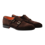 Santoni - Calf suede double buckle - Brown