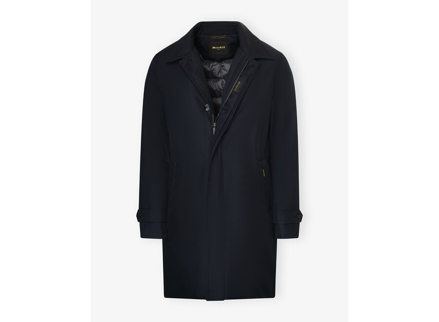 MooRER - Padded overcoat with silk - Navy