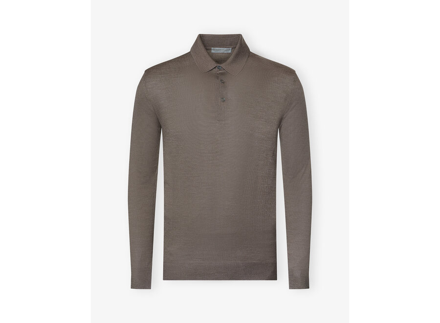 LHDA - Polo long sleeve wool silk - Light brown