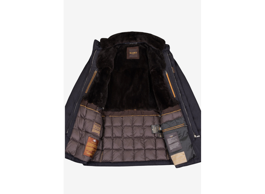 MooRER - Water proof field coat cashmere with fur - Navy