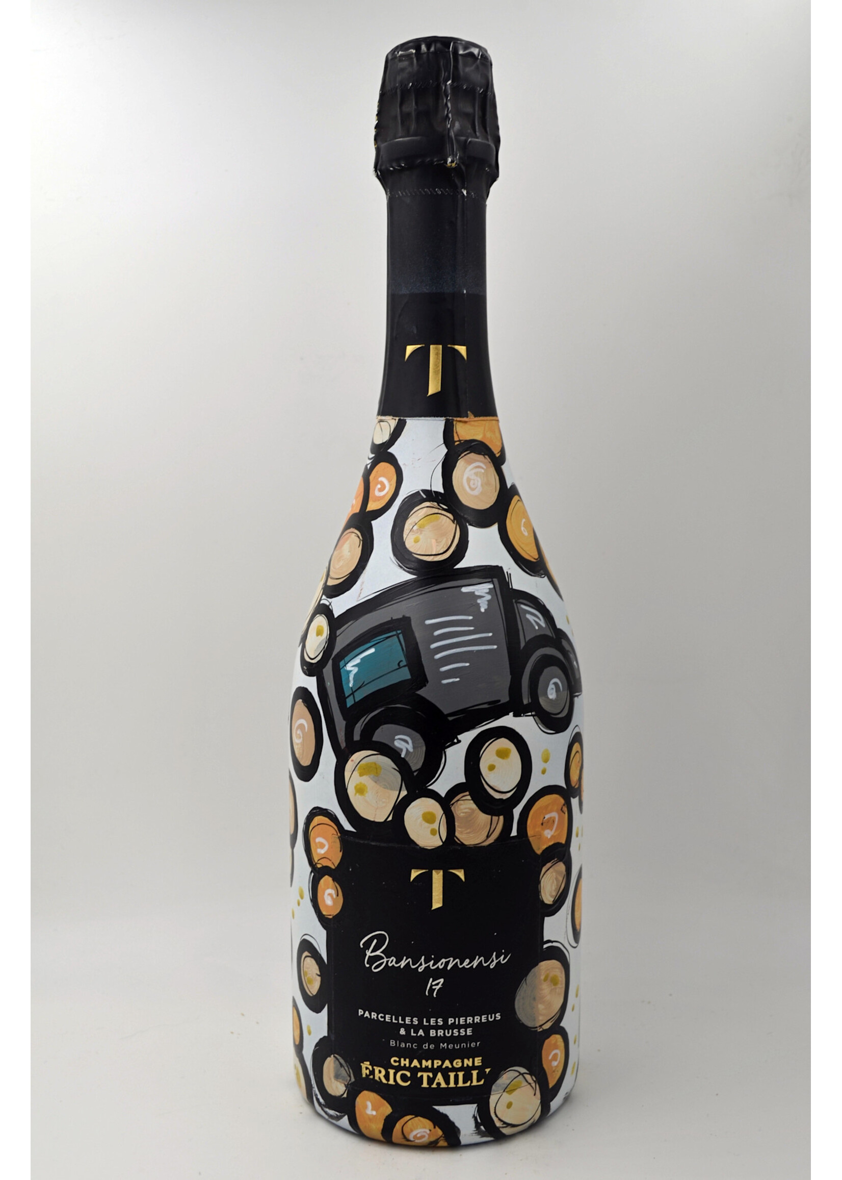 2017 Blanc de Meunier Extra Brut Bansionensi Eric Taillet (deg 2021) Angelorina art painted bottle