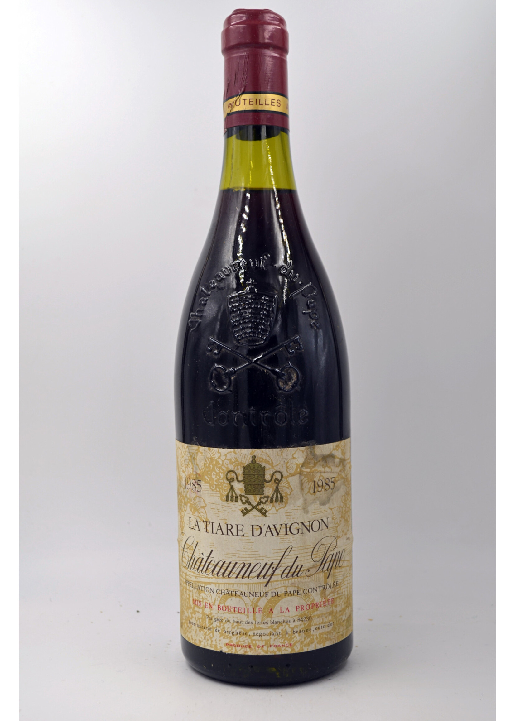 1985 Chateauneuf du Pape la Tiare d'Avignon Nazarin de Berghese (sl/sdl, min 4 or better)
