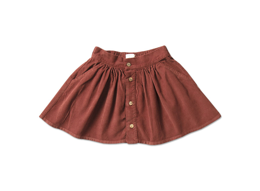Mini Button Skirt | Burnt Henna