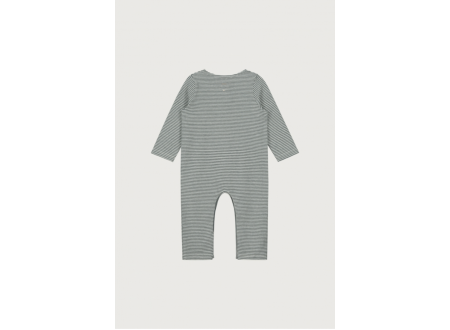 Baby L/S Playsuit GOTS | Blue Grey/Cream