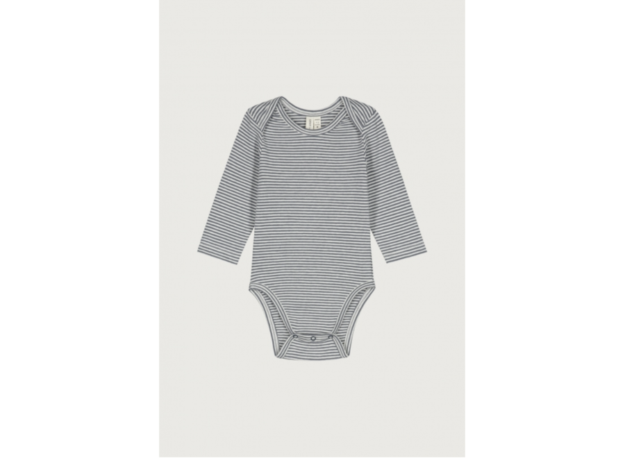 Baby L/S Onesie GOTS | Blue Grey/Cream