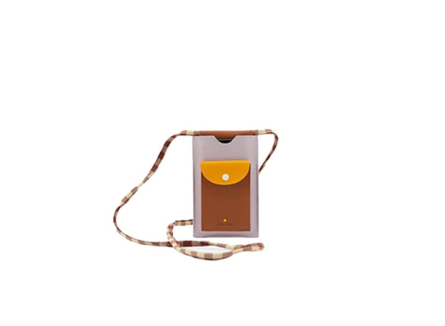 Sticky Lemon phone pouch | gingham // chocolate sundae + daisy yellow + mauve lilac