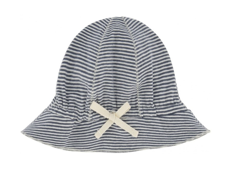 Baby Sun Hat GOTS | Blue Grey/Cream