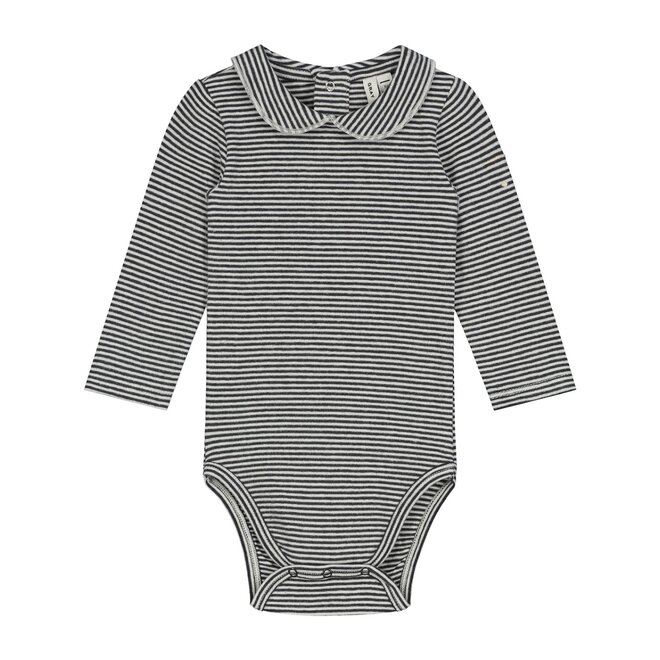 Baby Collar Onesie GOTS Nearly Black/Cream