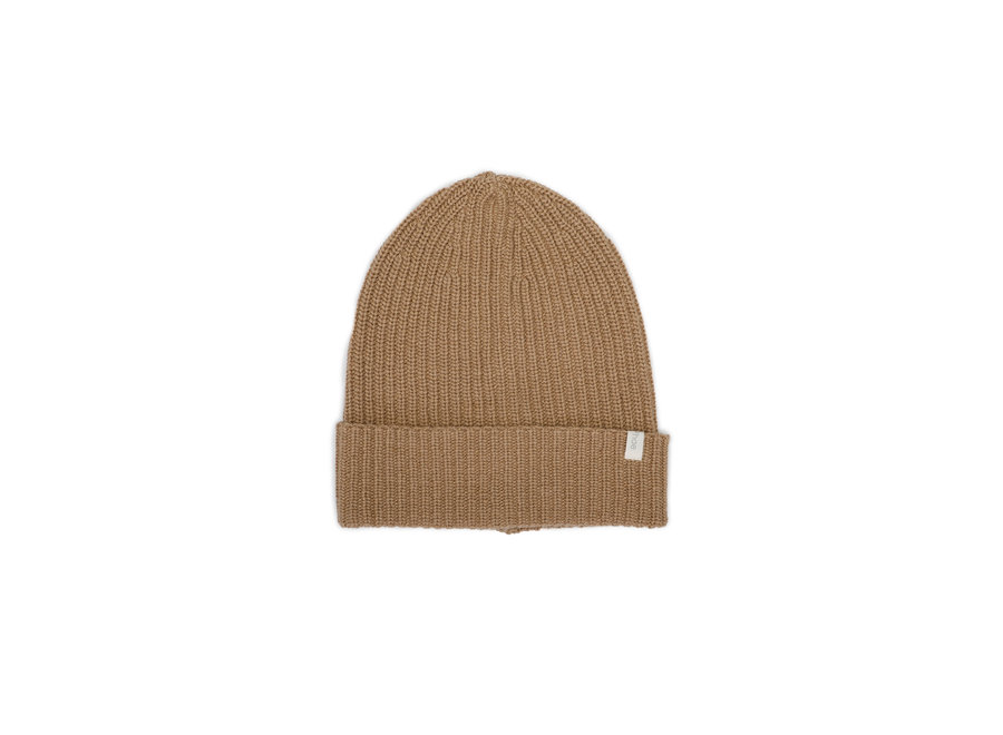 Cashmere-blend knit beanie biscuit