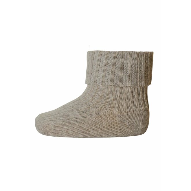 Cotton Rib Socks Light Brown Melange