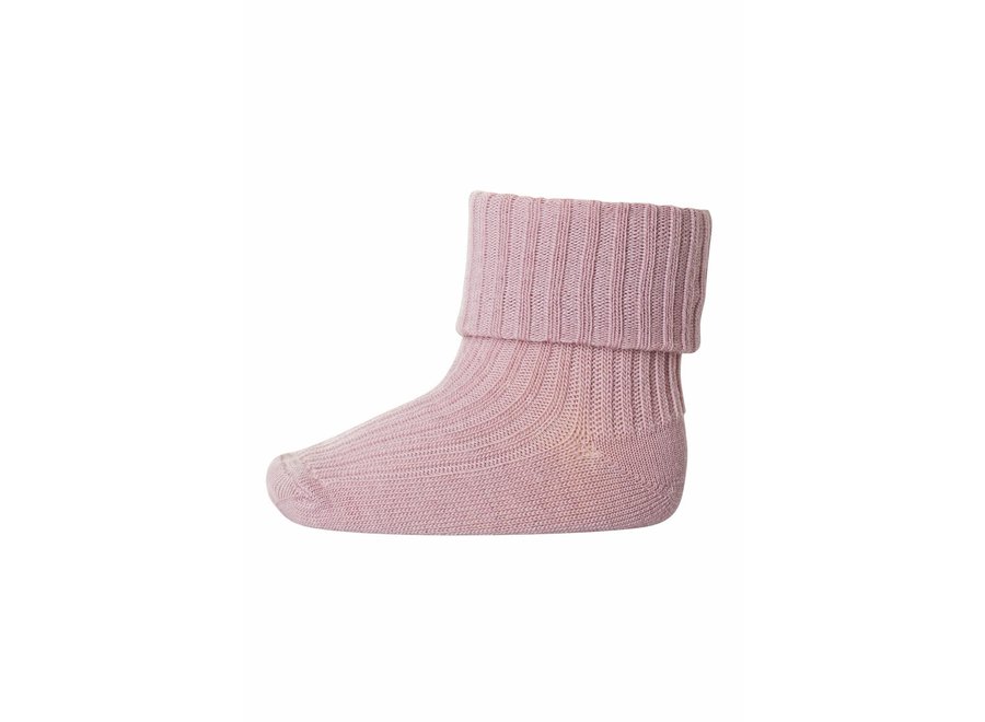 Wool rib baby socks Wood Rose