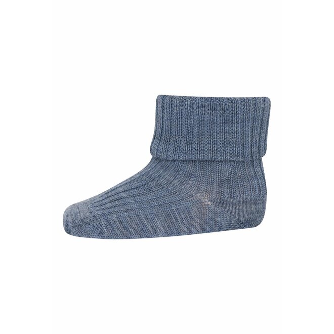 Wool rib baby socks Dark Denim Melange