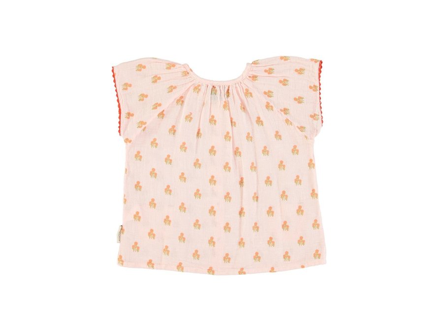 Piupiuchick | Butterly Sleeves Blouse Light Pink Flowers