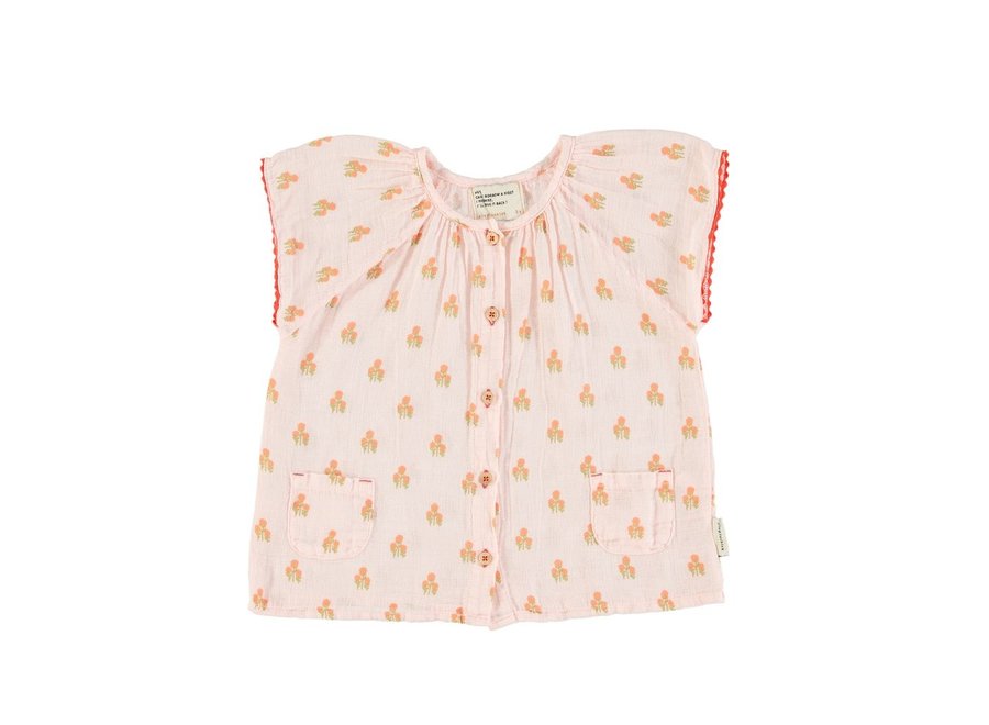 Piupiuchick | Butterly Sleeves Blouse Light Pink Flowers