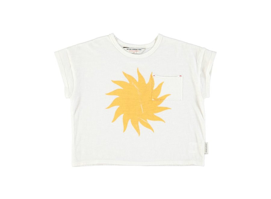 T-Shirt Ecru Yellow Sun Print