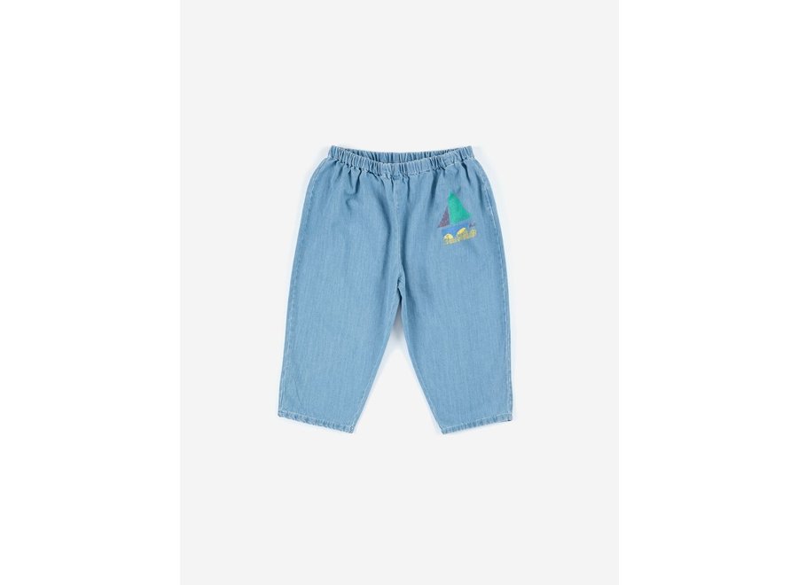 Baby Multicolor Sail Boat woven trousers Light Blue