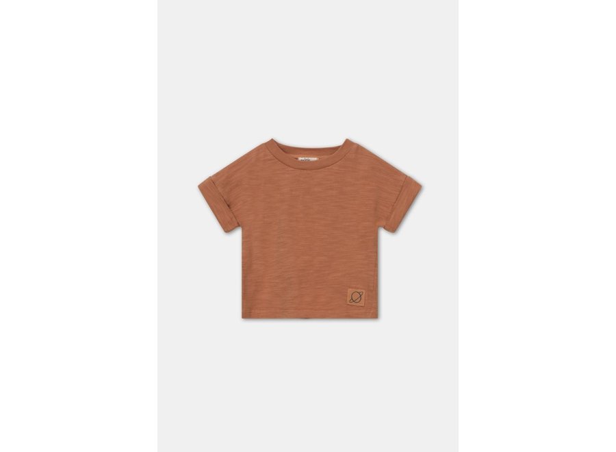 My Little Cozmo | Kit Slub dropped shoulder baby T-shirt Terracotta