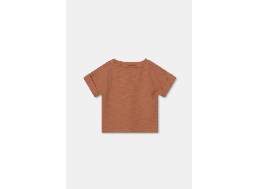 My Little Cozmo | Kit Slub dropped shoulder baby T-shirt Terracotta