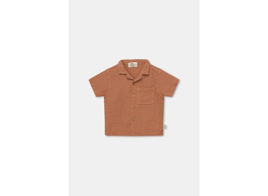 My Little Cozmo | Alioth Gauze baby shirt organic gauze-Terracotta