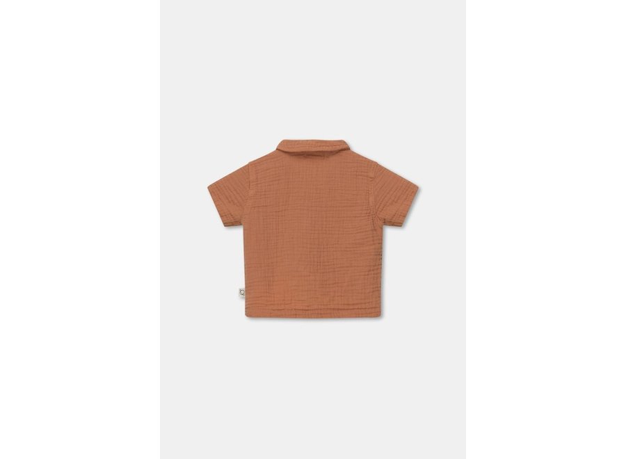 My Little Cozmo | Alioth Gauze baby shirt organic gauze-Terracotta