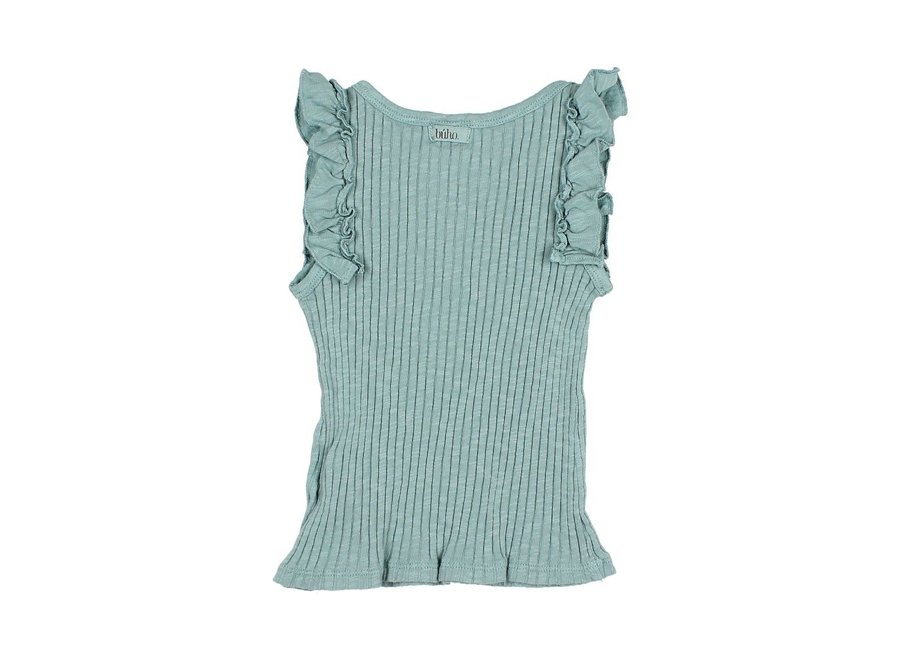 Búho | Rib Ruffle T-Shirt Sea Pine