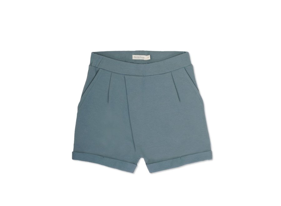 Fold-over shorts stone blue